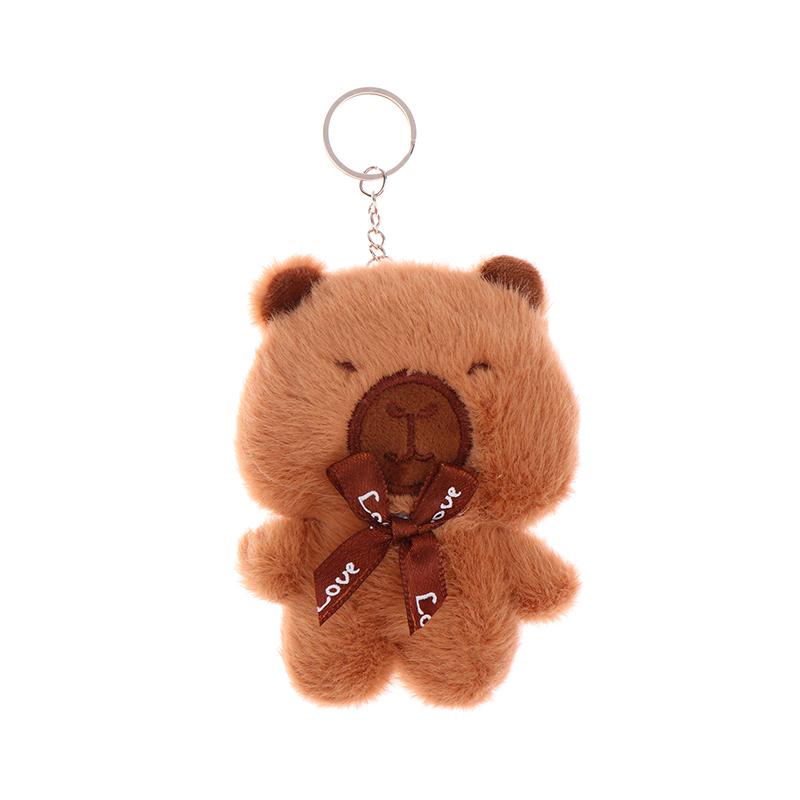 Capibara Plush Keychain Cartoon Capybara Stuffed Doll Pendant Car Key Ring Backpack Bag Decor Kid Gift