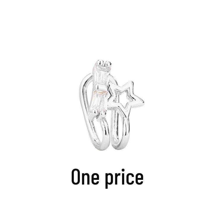 Zirkonia Doppel-Schicht Strass-Kreuz-Kette Ohne-Piercing Stern Ohr-Manschette für Damen