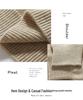 Men's Cashmere Knit Zipper Sweater - Solid Color, Loose Fit, Half-High Collar, Autumn/Winter Collection