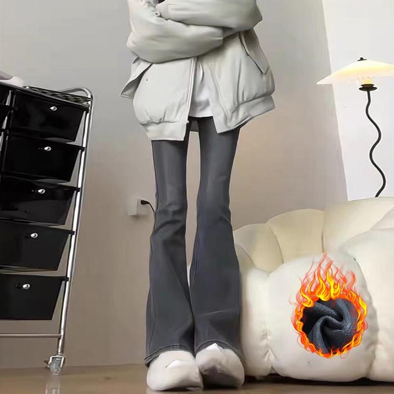 

7 #maternity jeans flared pants velvet high elastic outer wear casual fashion versatile retro belly support trousers 2XL