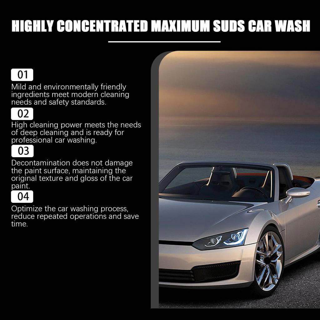 Homonth Car Cleaner No-Rinse Car Wash Liquid, Gentle Stain Removal, Cleaning, Protection, Shine, Daily Maintenance, Suitable for Cars, 120ml