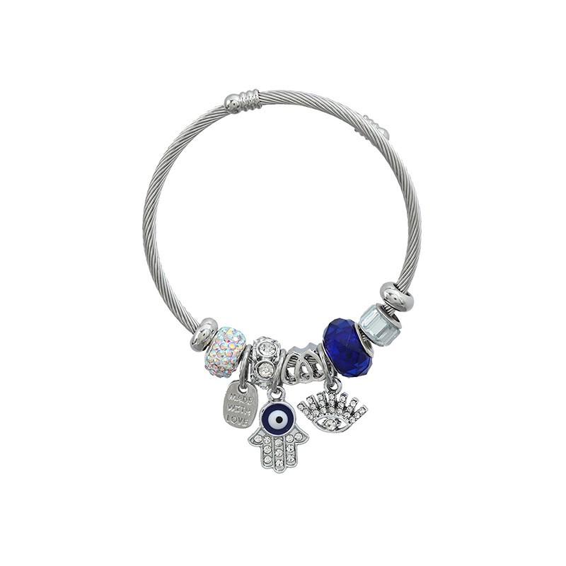 Geometric Alloy Bracelet With Crystal Accents Women Ins Style Statement Cuff Jewelry 7cm