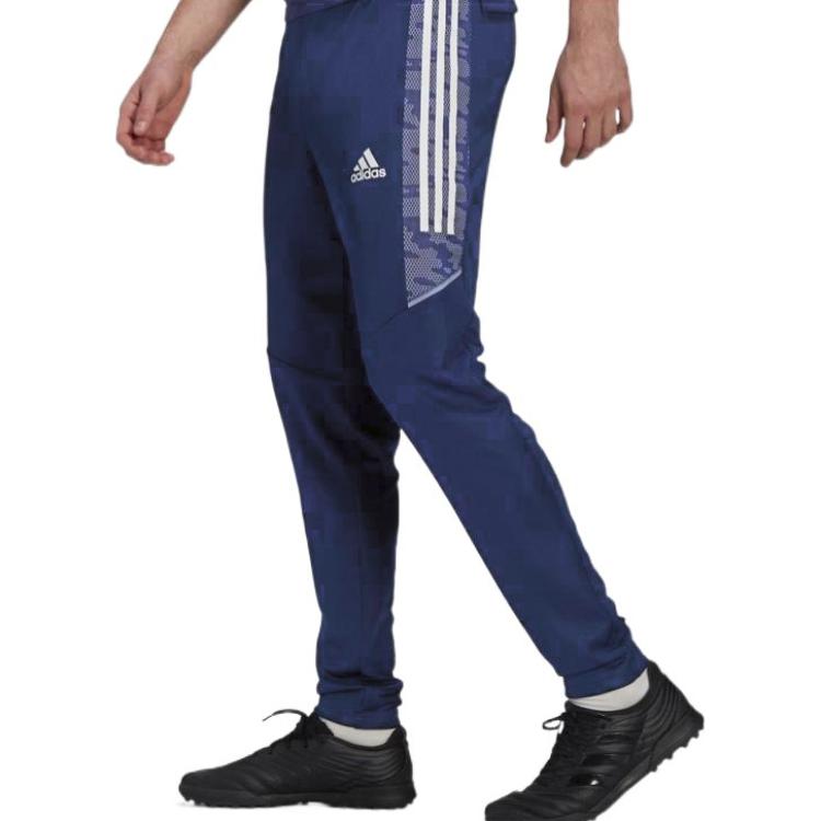 Adidas Striped Logo Print Joggers Men Bottoms Blue GE5416