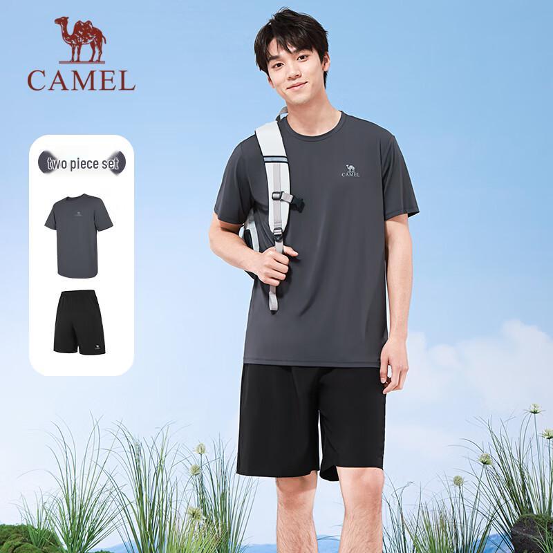 CAMEL Quick-Dry Running Short Sleeve T-Shirt & Pants Set