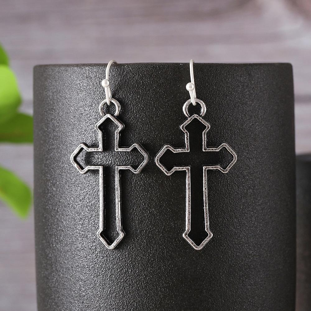Fashion Exaggerated Hollow Cross Ins Trend Retro Punk Style Earrings