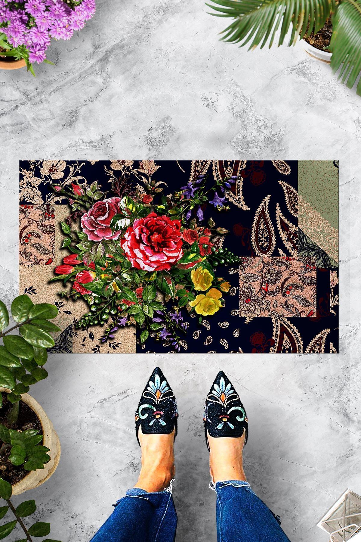 

Коврик с красочными цветами, Коврик с цветочным приветствием, Коврик с розовыми цветами, Коврик для влюбленных в подарок, Ковер для весеннего домашнего декора, Коврик с садовым цветком