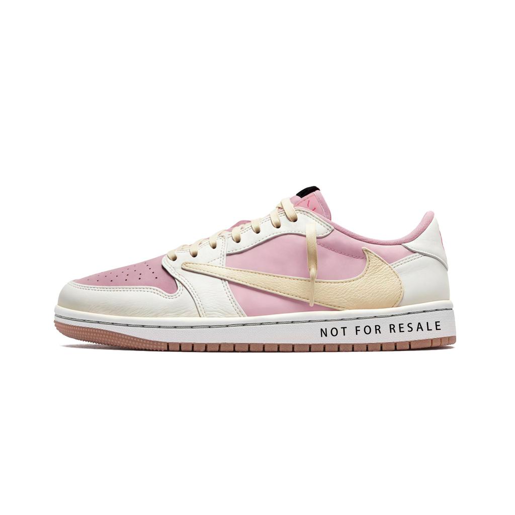 Travis Scott x Jordan Air Jordan 1 Bez dalšího prodeje Odolné proti oděru Nízké Vintage Basketbalové boty Unisex Růžové DZ4137-700(Tým1565--)
