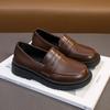 Spring and Autumn New Boys Leather Shoes Children Britain Style Black Casual Shoes for Girls Performance Slip-on Loafers