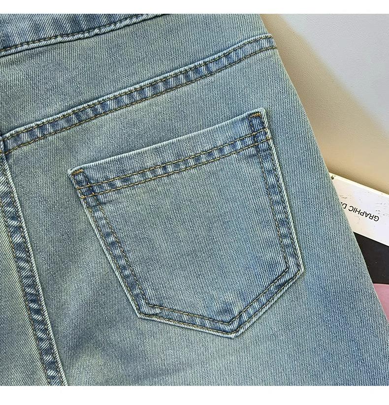 Women's Retro High Waist Patchwork Jeans - Slimming Straight Leg Cigarette Pants, Spring/Autumn 2025 Collection.