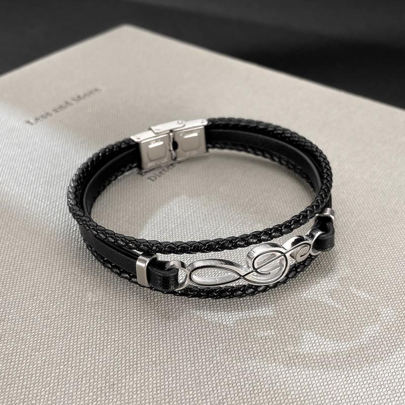 Европейский Американский Хип-хоп Мужской Браслет на Запястье Заметка Креативный Кожаный Браслет Простой Многослойный Плетеный Модный