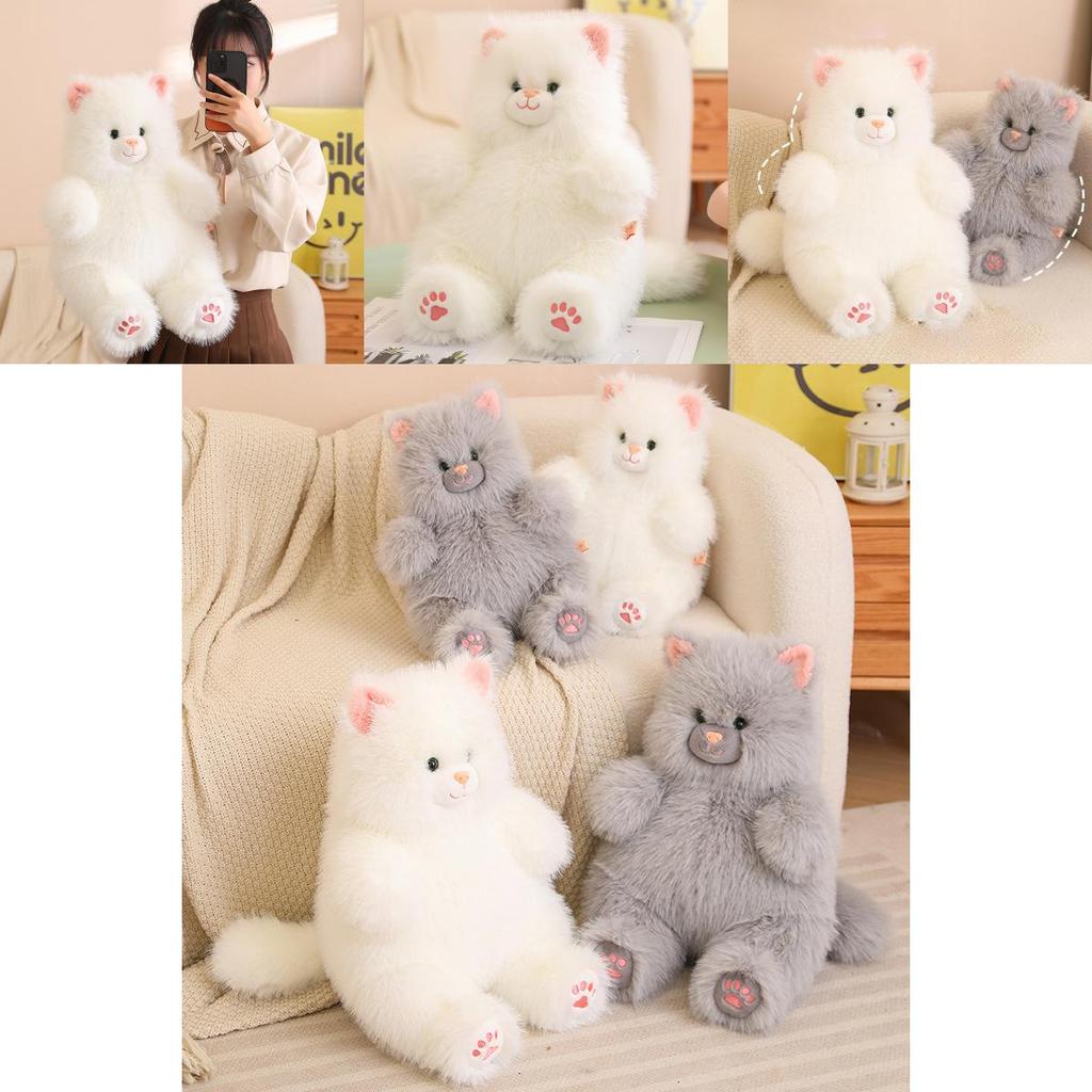 Adorable Long Haired Cat Plush Doll Soft Stuffed Animal Toy For Girls Birthday Gift