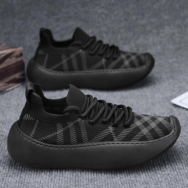 

Модные дышащие мужские дизайнерские новые кроссовки для бега, повседневные спортивные лоферы, легкие, с верхом из летящего тканого материала, вулканизированная обувь 39 чёрный