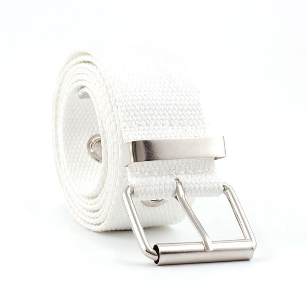 Men Women Fashion All Match Pin Buckle Hollow Out Holes Canvas Waist Belt