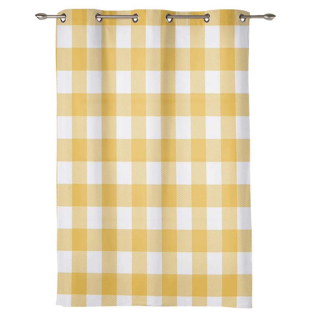 Gula Vita Rutiga Gardiner för Sovrum Vardagsrum Draperier Kök Barnrum Fönstergardin Modern Heminredning
