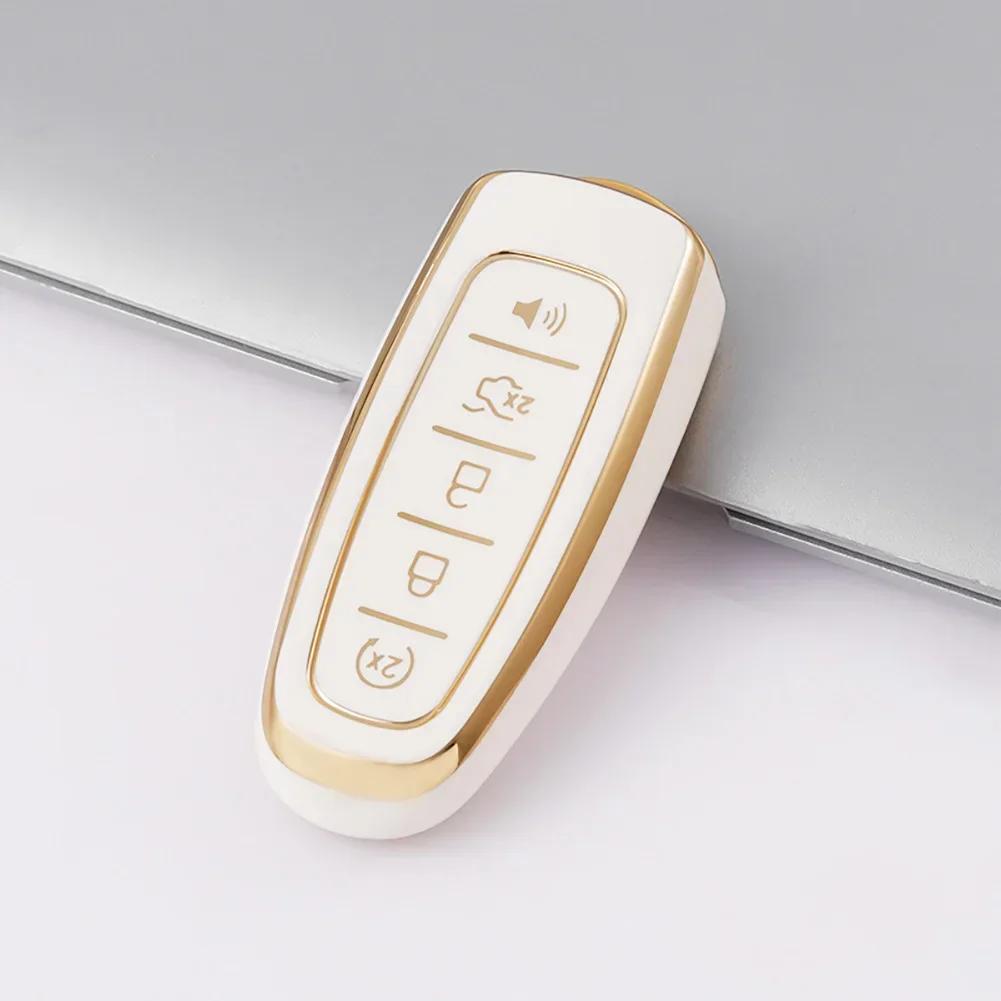 For Lincoln MKS MKT MKX MKZ Navigator Key Cover 5 Button TPU Car Key Cover Case for Ford Edge Explorer Escape Focus Taurus Flex