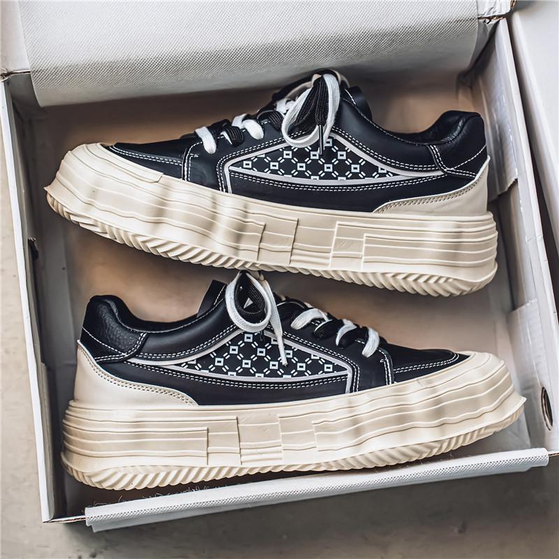 

Чоловіче взуття Guochao потворне миле взуття з великою головою 2025 нові модні кросівки на платформі для скейтборду Хараджуку взуття на платформі повсякденне взуття джинсове взуття 44 чорний