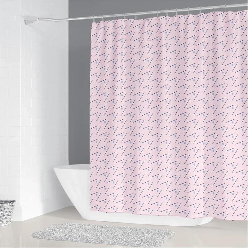 200x180cm Bathroom Waterproof Shower Curtain Simple Geometric Pattern Printing Polyester Home Decoration Curtain With 12 Hooks