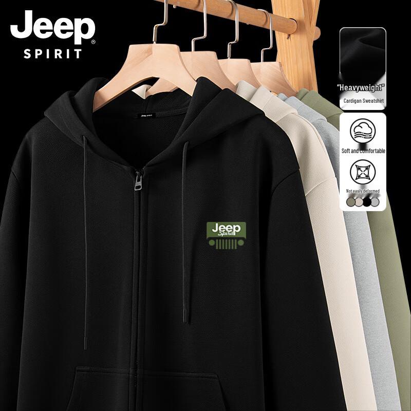 JEEP SPIRIT Men's Heavyweight Casual Full-Zip Hoodie