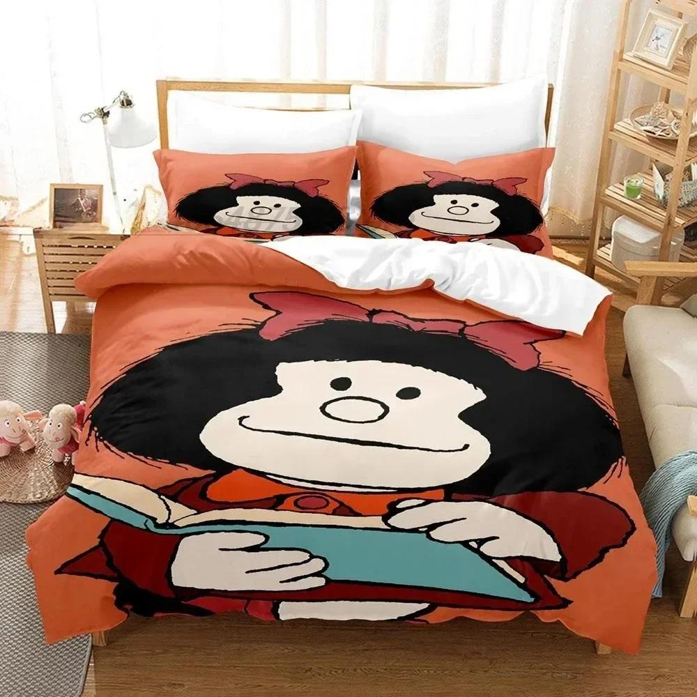 

3D Pinting Anime Mafalda Printed Bed Set Duvet Cover Pillowcase Bedding Set Bed Linen Sheet Quilt Cover Full Queen King Size 70x133cm 2pcs