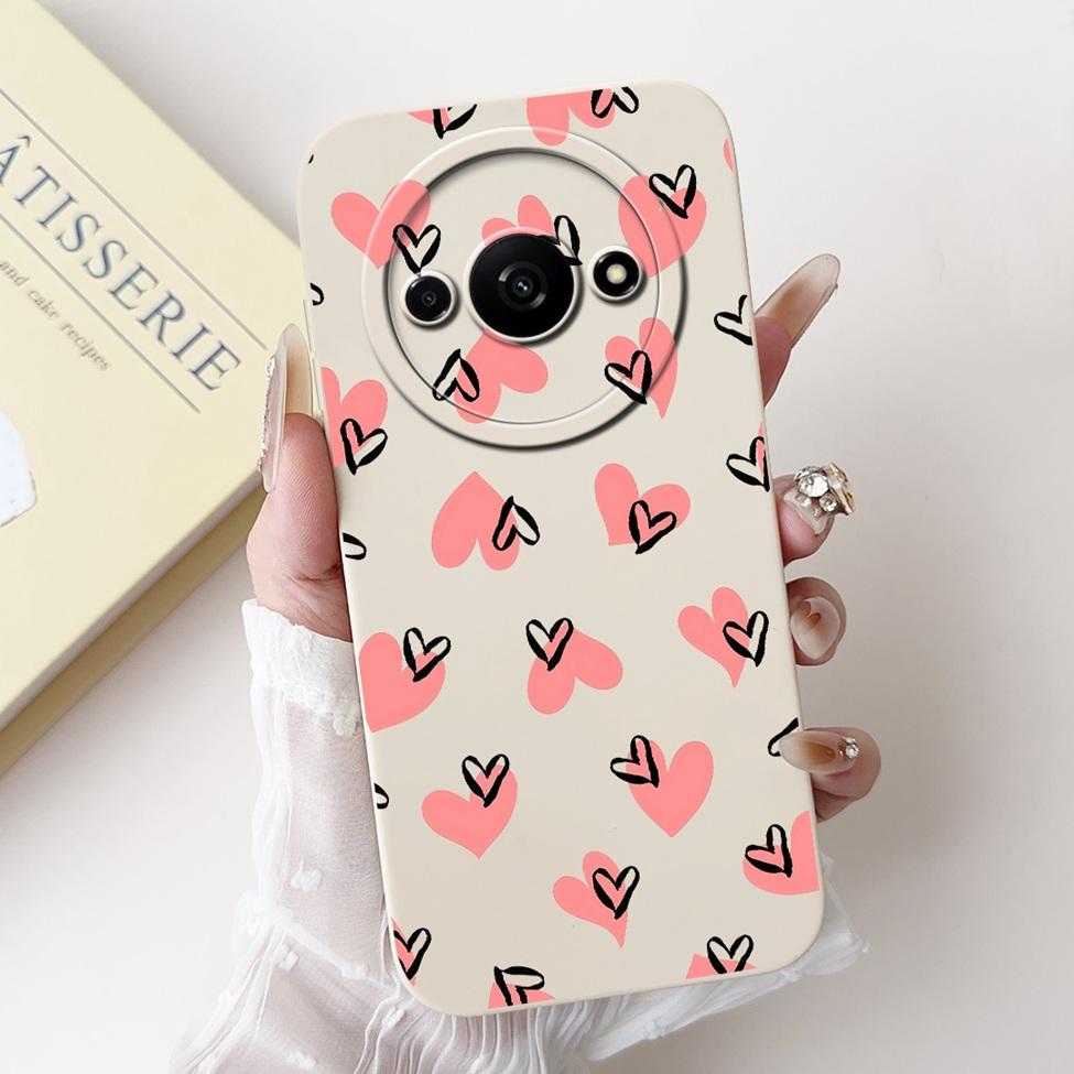For Redmi A3 4G Phone Case For Xiaomi Poco C61 Cover Silicone Luxury Fashion Flowers Kawaii Cute Cat Painted Shockproof Bumper
