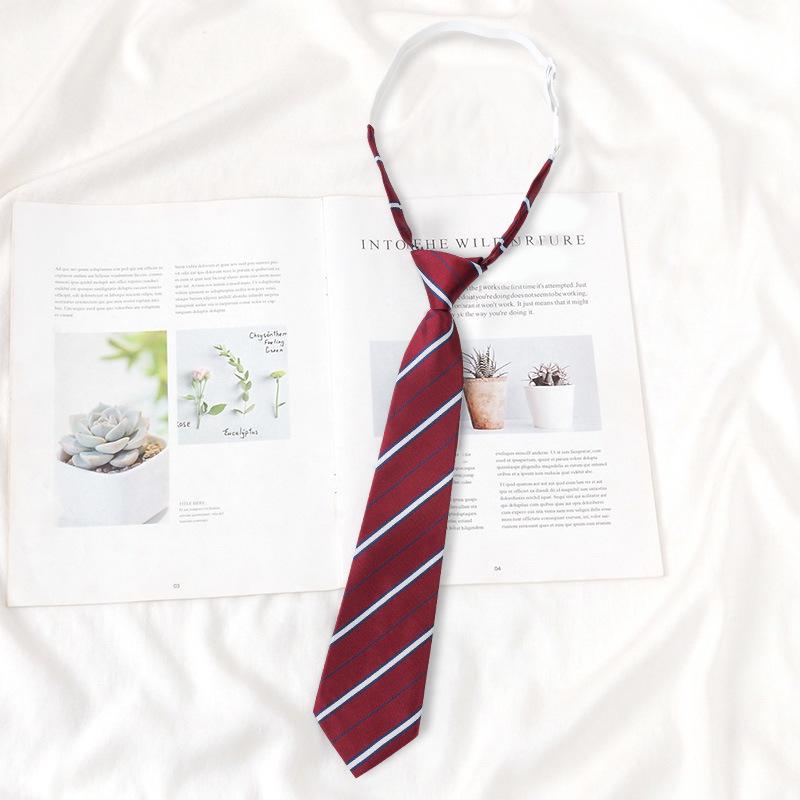 Japanese College-Style Retro Tie: Brown, Burgundy, and Black Stripes for Women