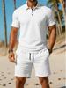 Mens Summer Track Suits 2 Piece Shorts Sets Short Sleeve Sweatsuit Outfits Golf Polo Shirts 