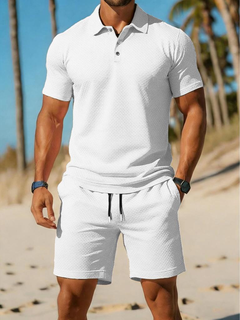 Mens Summer Track Suits 2 Piece Shorts Sets Short Sleeve Sweatsuit Outfits Golf Polo Shirts