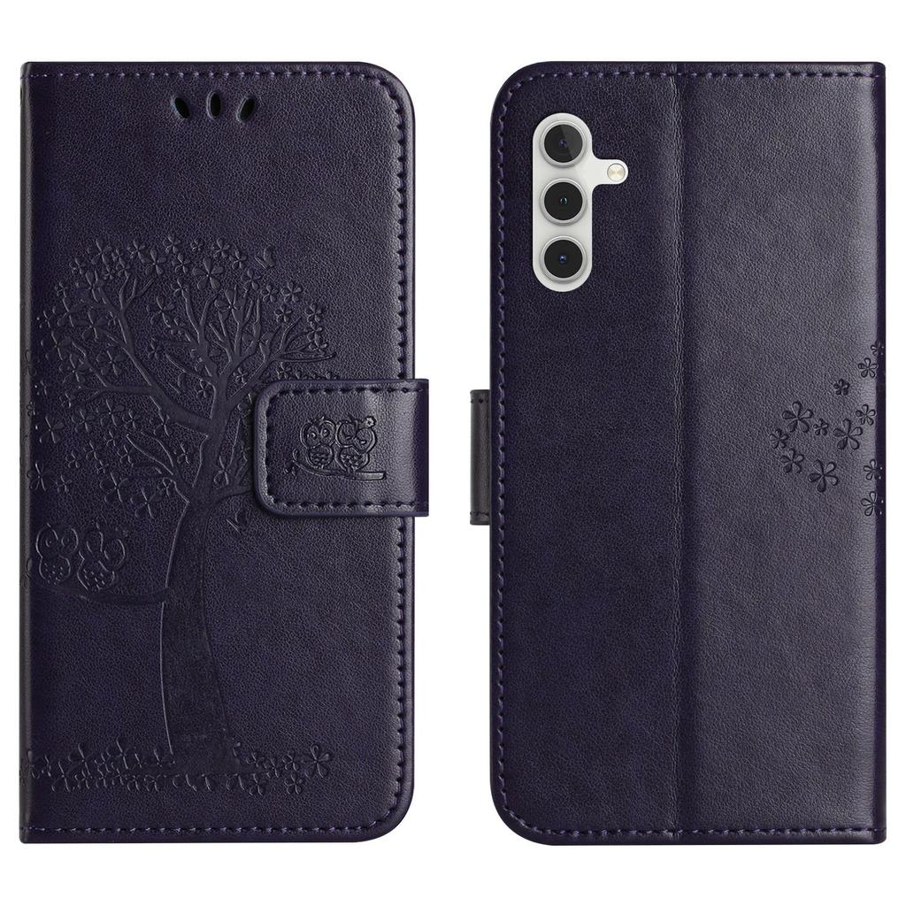 For Samsung Galaxy A56 5G/M56 5G Case PU Leather Owl Tree Imprinted Wallet Phone Cover with Strap