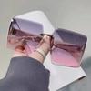 New Vintage Square Sunglasses Woman Classic Retro Gradient Mirror Frameless Sun Glasses Female Fashion Rimless