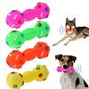 Interactive squeaky dumbbell dog toy, designed specifically for small dogs, made of durable rubber material