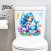 Kids Bathroom Decor Decal Self-Adhesive Traceless Design Tear-Off Toilet Sticker Waterproof PVC Ocean Dolphin Wall Sticker Mermaid Pattern
