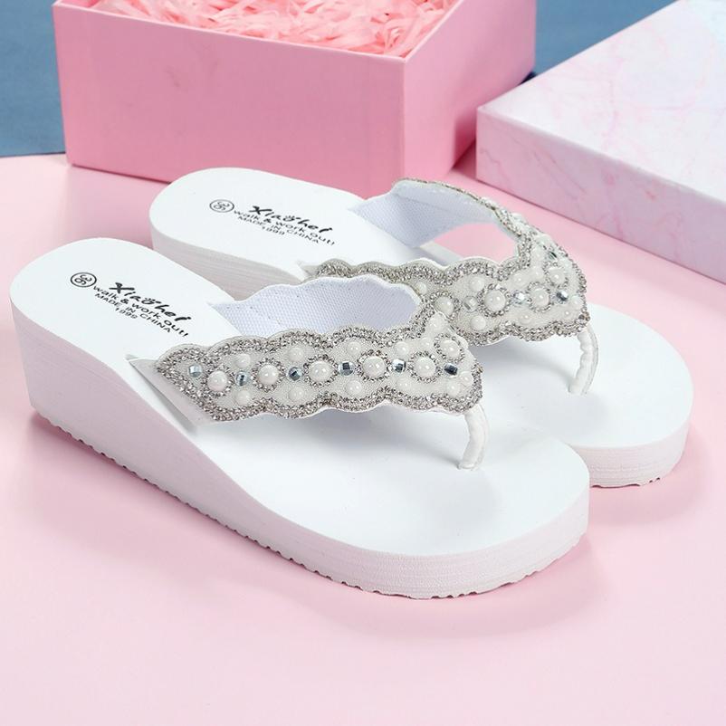 Slippers Women's Summer Decoration Sandals Outer Wear Fashion Eva Wedge Heel Clip Feet Beach Vacation Flip Flops Comfortable and Versatile