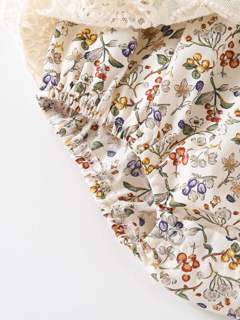 Newborn Girl's Lace Romper - Summer Short Sleeve Princess Outfit for 100 Days