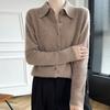 Herbst und Winter Kragen Strickjacke Damen Hemdkragen Pullover Strickjacke Neues Unterzieh-Strickpullover Lockeres Vielseitiges Oberteil Damen
