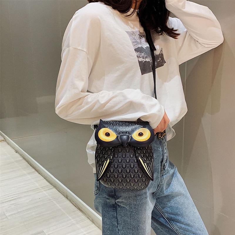 2025 European and American Retro PU Women's Shoulder Bag New Fashion Cat Bag Cartoon Owl Crossbody Bag Creative Coin Purse