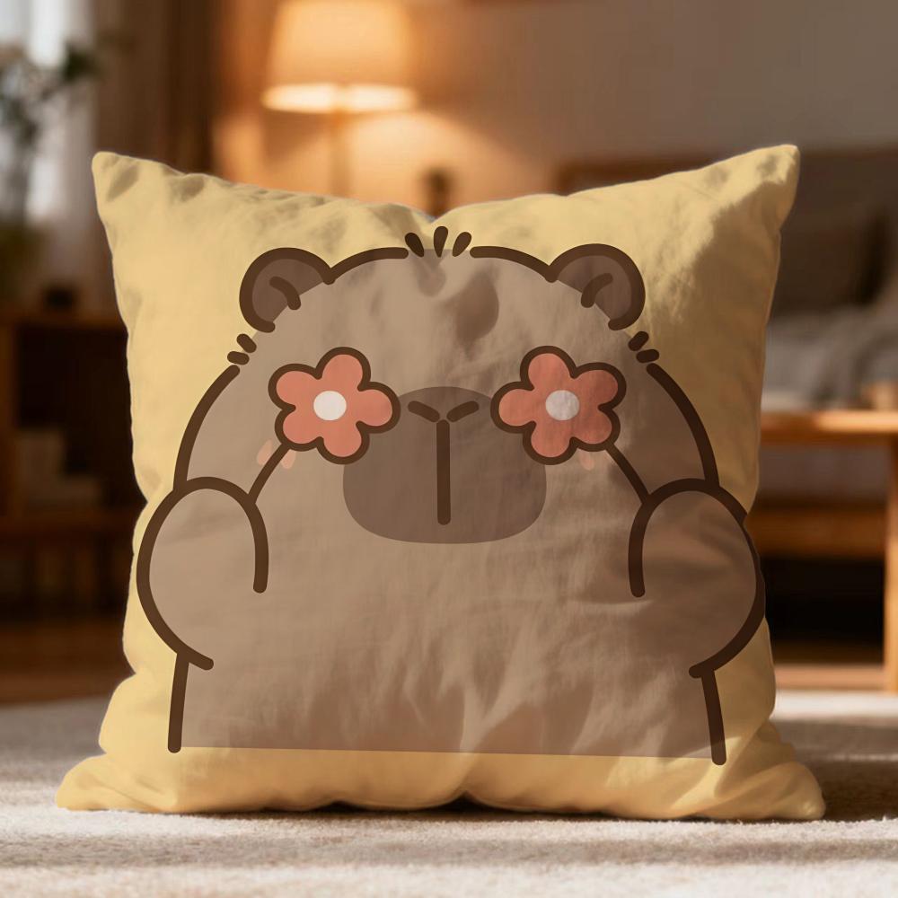 Hot Capybara Cushion Cover Soft Washable Pillow Case Multi-Scene For Couch Bed Travel Office Use