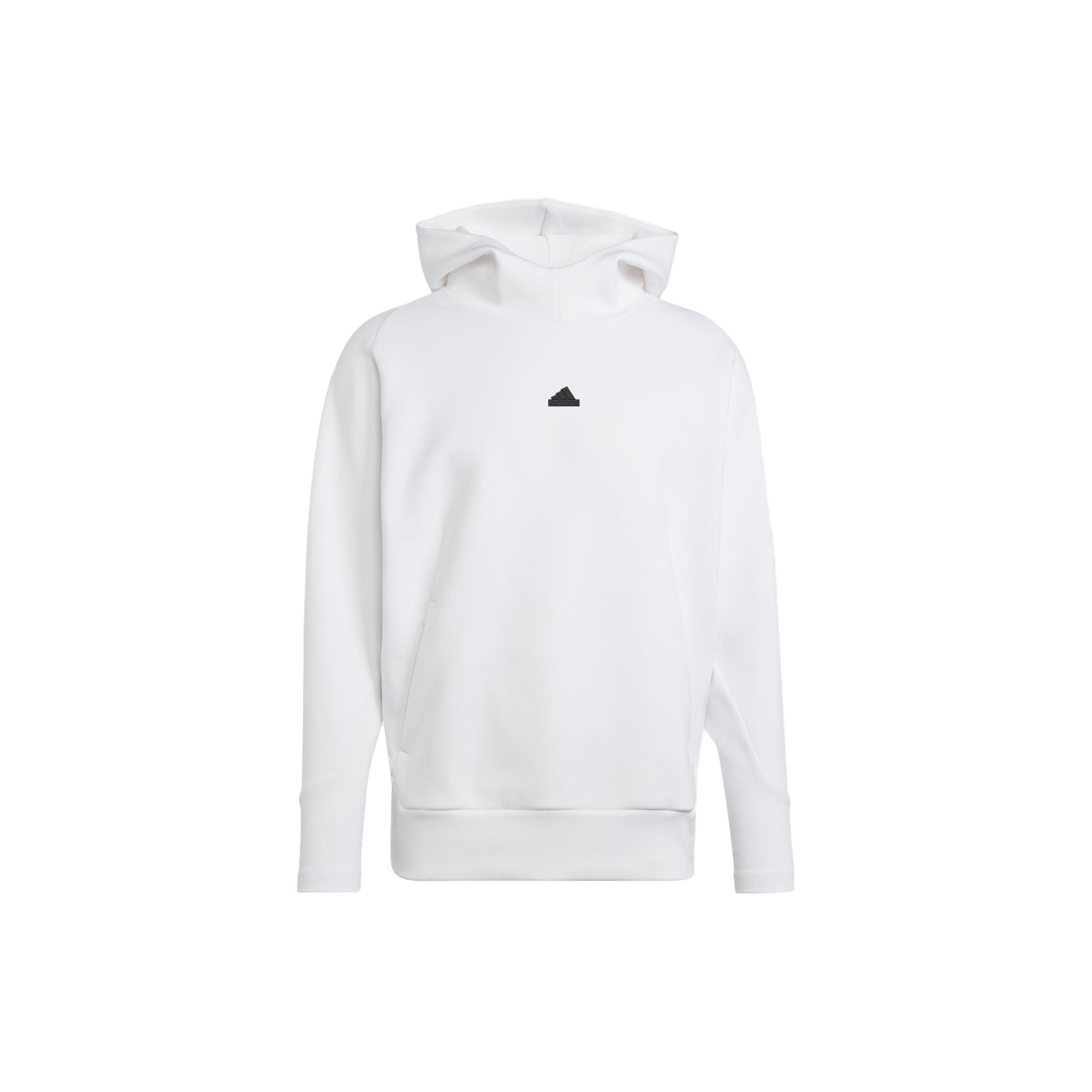 

Adidas Z.N.E. Series Logo Patch Pullover Hoodie, Women Soft Skin-Friendly Long Sleeve Loose Fit Daily Training Casual White Hoodies IN5125 L