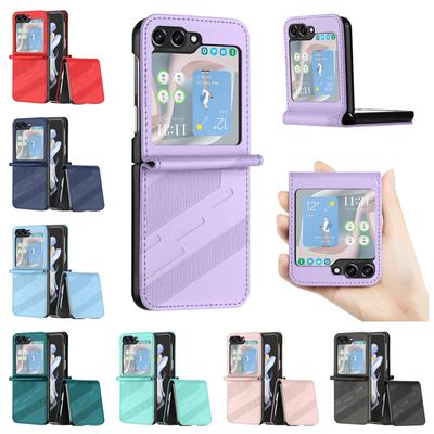Leder Flip Case für Samsung Galaxy Z Flip 5 Flip5 Kreditkartenfach Handytasche Hülle Stoßfest | Klassisches Design | 8 Farben