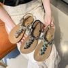 Sandals Women's Summer New Toe Big Rhinestone Rear Elastic Wind Ladies Sandals Fashion