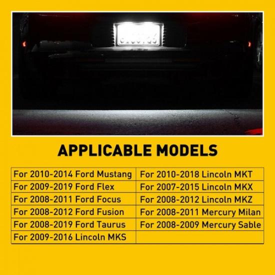 For 10-14 Mustang 2008-11 2009-18 Focus Flex LED License Plate Lamp Super Bright