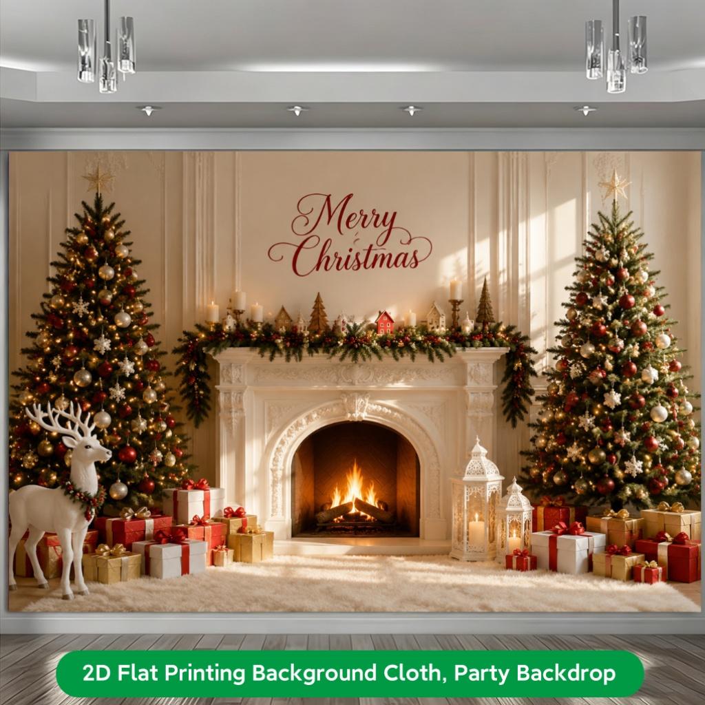1Pcs Merry Christmas Decor Pattern Decoration Background Winter Backdrop For Photo Studio Photo Booth Party