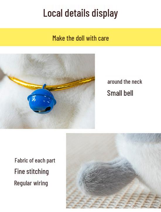 Adorable Kitten Plush Toy - Soft Stuffed Animal Sleep Companion and Gift for Girls' Birthdays
