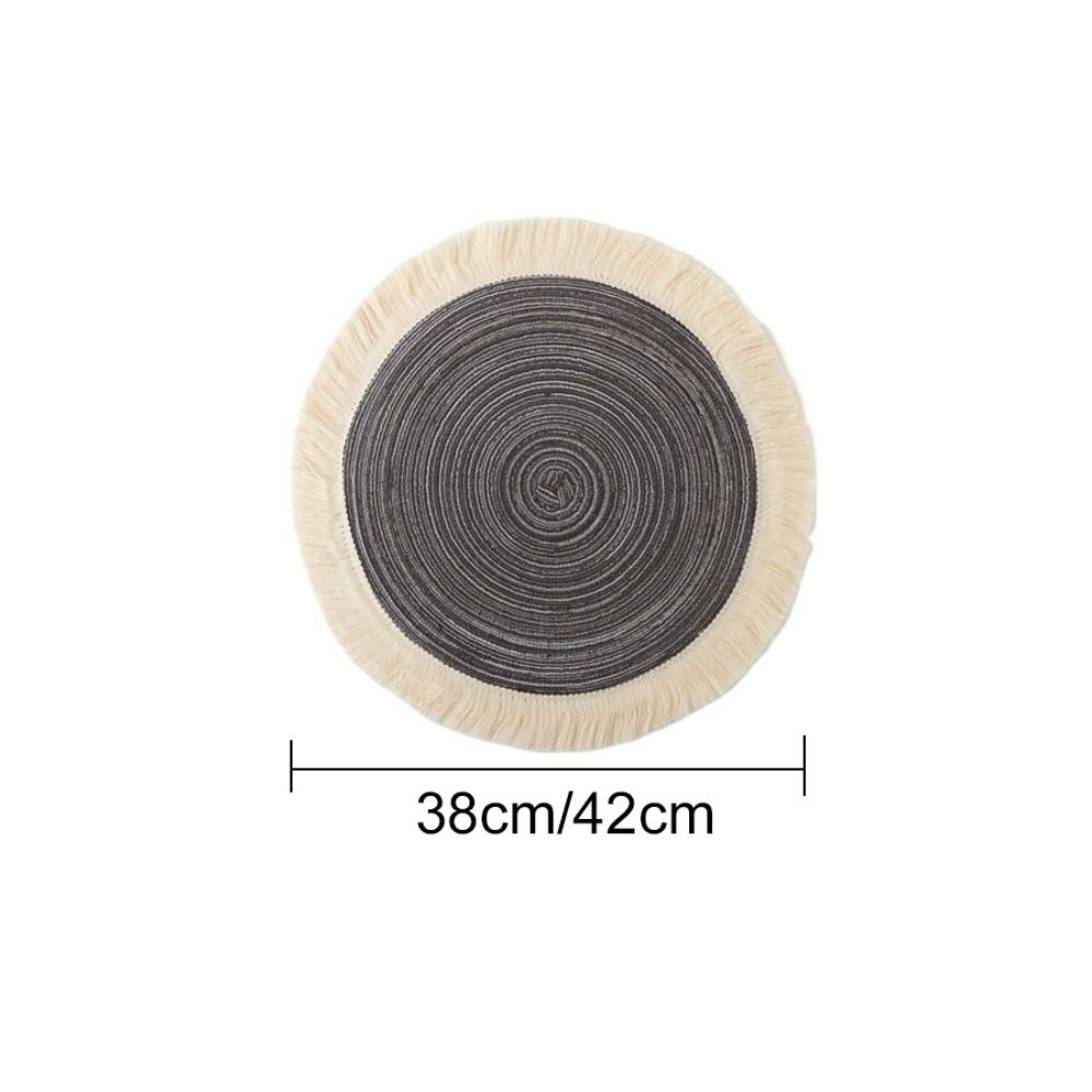 Nordic Style Dinner Placemat Tassel Woven Cup Mat Vase Pad Round Ramie Placemat  Dining Table