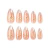 Golden Starry French Cat-Eye Almond False Nails 24 Pieces Elegant Design for Women