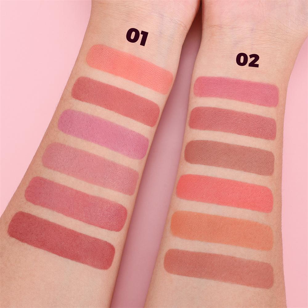 Six-color Blush Highlighter Eyeshadow All-in-one Palette Glitter Makeup Highlight Palette Pink Brighten Natural Contour Blusher