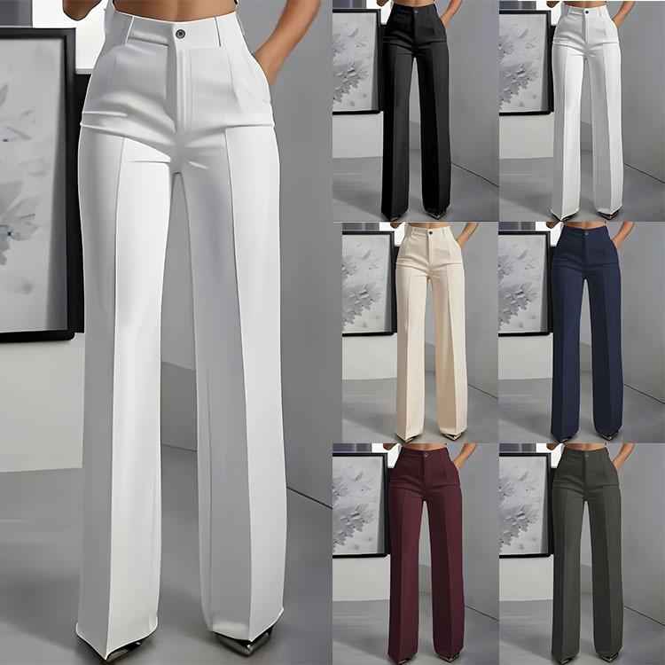 2026 Women's High-Waisted Drapey Straight Suit Trousers
