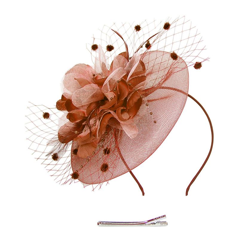 1 Stück Haaraccessoires Stilvolles Netz Damen Feder Hochzeit Teeparty Fascinator Hut Blume Haarspange