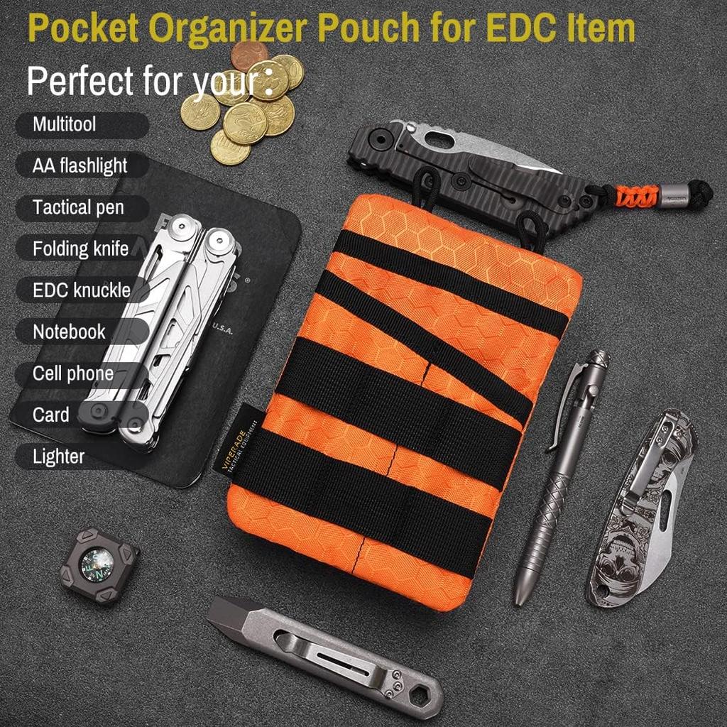 VIPERADE Pocket Organizer EDC Pocket Organizer for Men with DIY Patch Storage EDC Pouch for Pocket Tactical and EDC Gear VE3-P Pouch, Area, 4-Tool