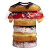 Creative Food Pattern T Shirts Hamburg Pizza Steak French Fries Men's Summer T-Shirts