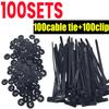 2-200pcs Self Locking Zip Nylon Cable Tie Buckle Black Zip Ties Multipurpose Cable Ties Tool Universal Heavy Duty for Car Repair